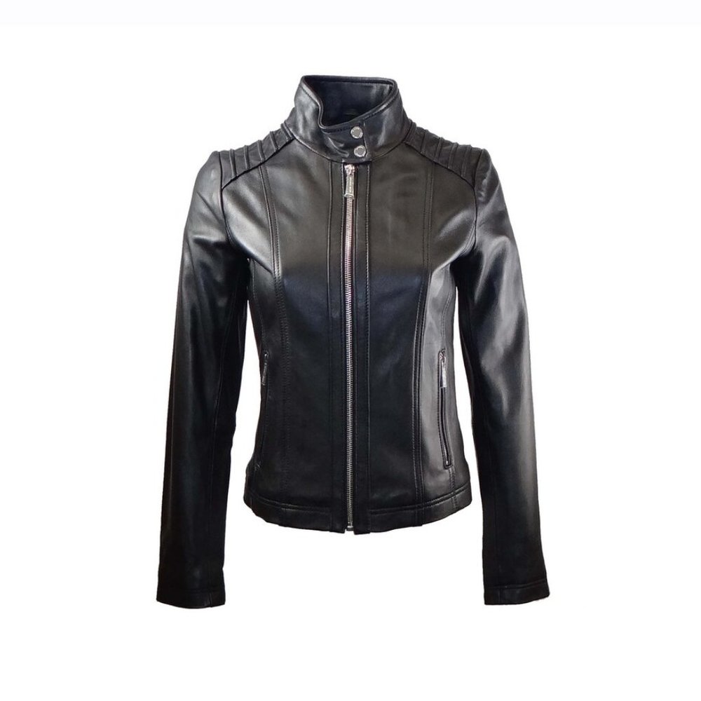 Michael Kors XS Black Leather Moto Jacket